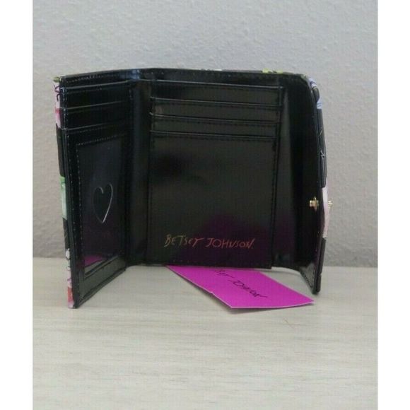 Betsey Johnson Black/Multi Xolana Floral Small Flap Wallet $58 - Picture 9 of 11